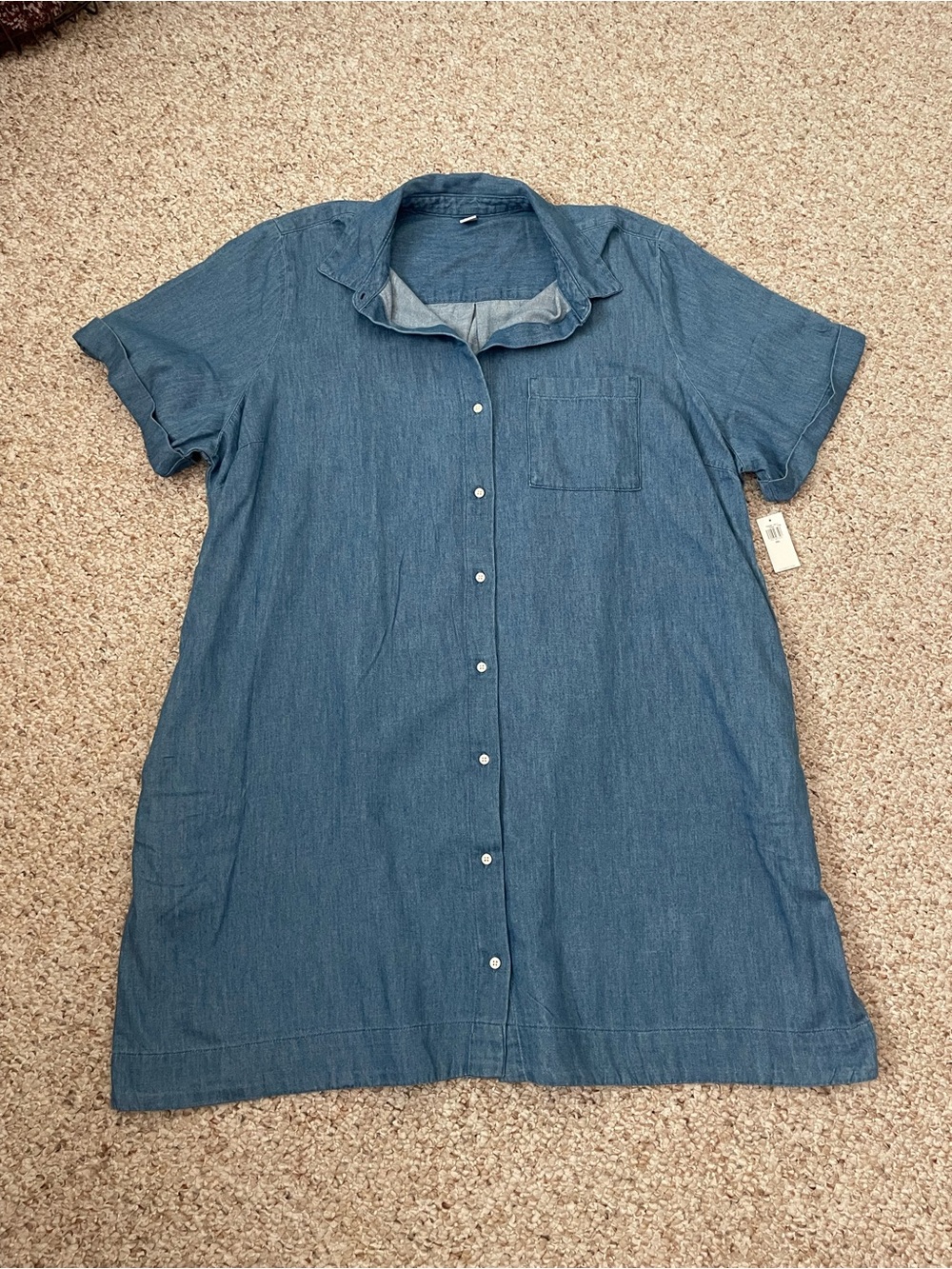 Women’s Blue Button-Front Denim Shirt Dress